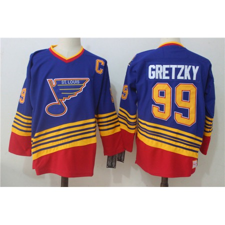 Men's St. Louis Blues #99 Wayne Gretzky Mitchell & Ness Blue Throwback 1995 - 96 Authentic Road Stitched NHL Jersey
