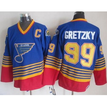 Blues #99 Wayne Gretzky Light Blue/Red CCM Throwback Stitched NHL Jersey