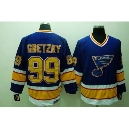 Blues #99 Wayne Gretzky Stitched Blue CCM Throwback NHL Jersey